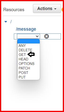 Picture showing the dropdown to select the HTTP method